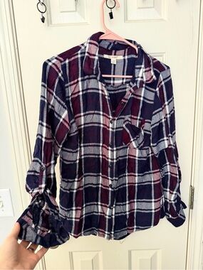 miami Burgundy & Navy Plaid Button-Down Shirt